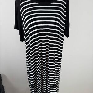 Black and White Striped Midi Dress